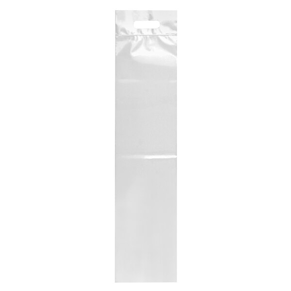 A white rectangular plastic bag with a hole cut out for a handle.