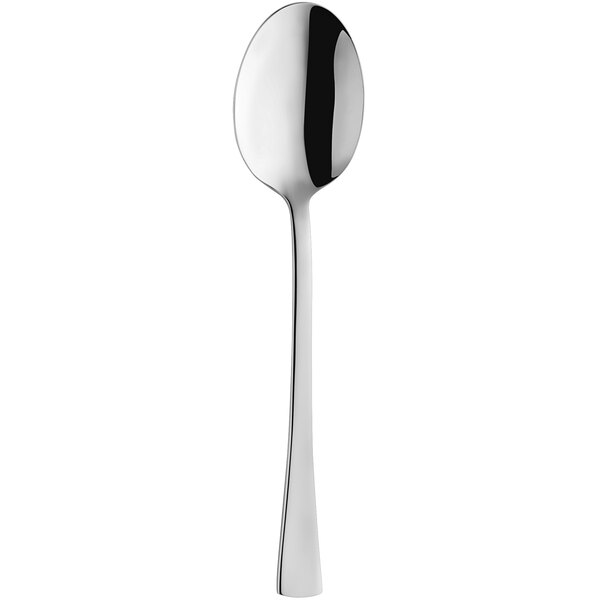 An Amefa stainless steel dessert spoon with a silver handle.
