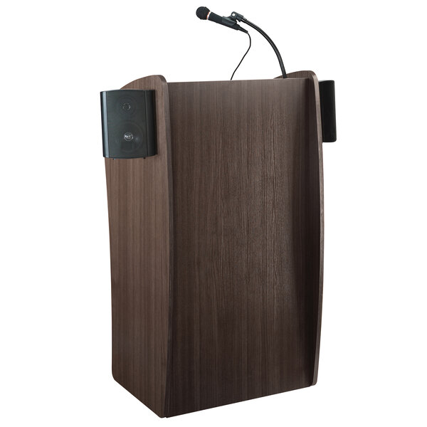 Oklahoma Sound 611S-RW Ribbonwood Finish Vision Lectern with Sound and Handheld Microphone