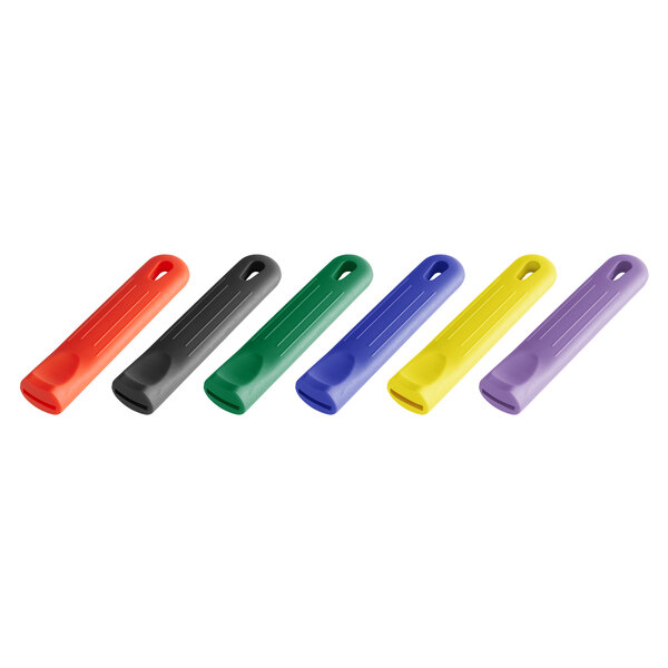 Pack of 4 Heat Protecting Silicone Handle Holder for Frying Pan Griddle Kettle 4-Pack Multi-Color in Black