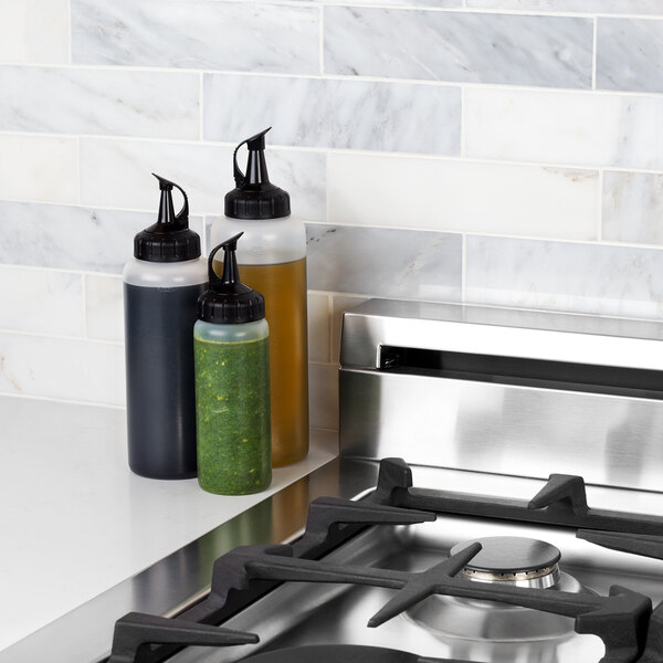 OXO 11219400 Good Grips 16 oz. Clear Standard Chef's Squeeze Bottle with Black Cap