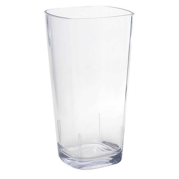 A clear plastic Front of the House highball glass.