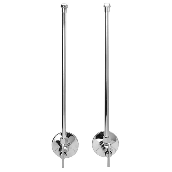 A pair of chrome metal Zurn angle stops with loose keys.