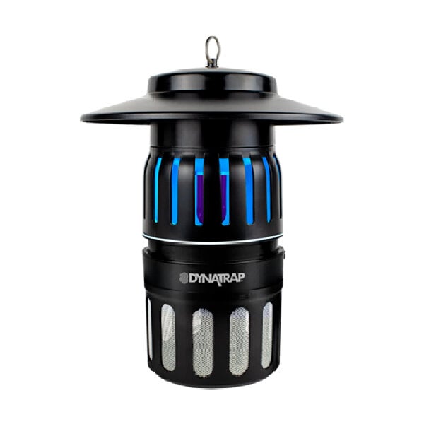 A black and blue Dynatrap insect trap with a light.