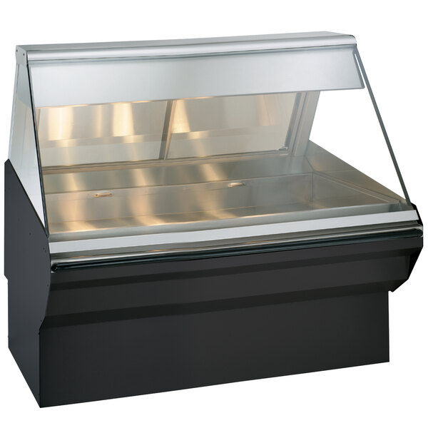Alto-Shaam EC2SYS-48/P BK Black Heated Display Case with Angled Glass and Base - Self Service 48"