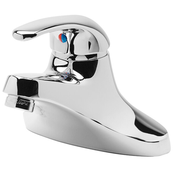 A Zurn single lever faucet with a chrome finish and a handle.