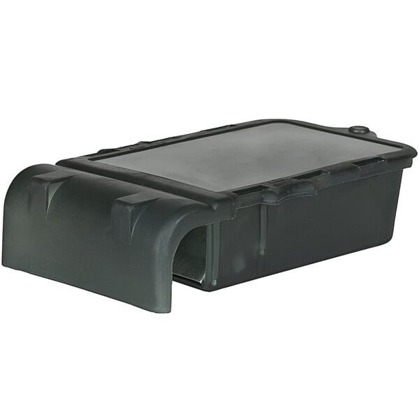 A black plastic box with a clear lid.