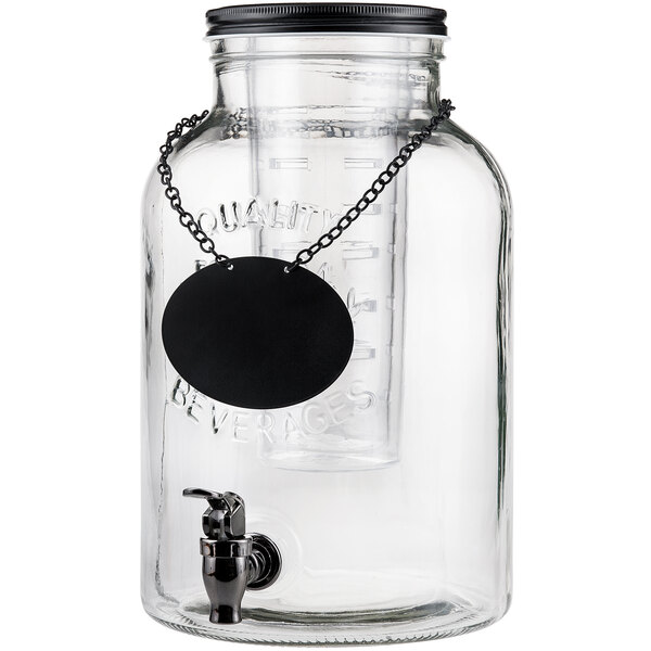 Tablecraft 10090 Industrial 2 Gallon Glass Beverage Dispenser with