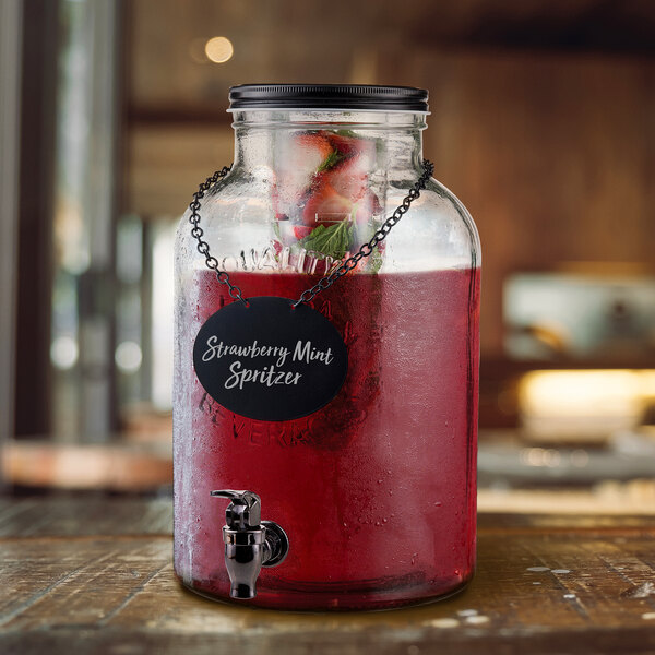 Tablecraft 10090 Industrial 2 Gallon Glass Beverage Dispenser with