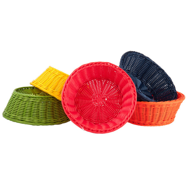 Tablecraft HM1175A 8 1/4" x 3 1/4" Round Rattan Basket with Assorted