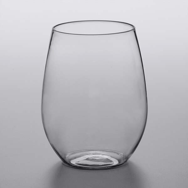 clear plastic 4" Tall Stemless Plastic Wine Goblet 16 Count 12oz 
