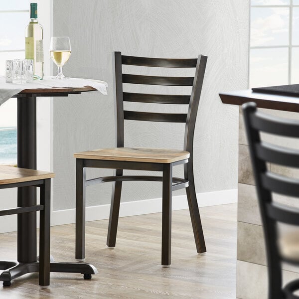 Lancaster Table & Seating Distressed Copper Finish Ladder Back Chair with Driftwood Seat
