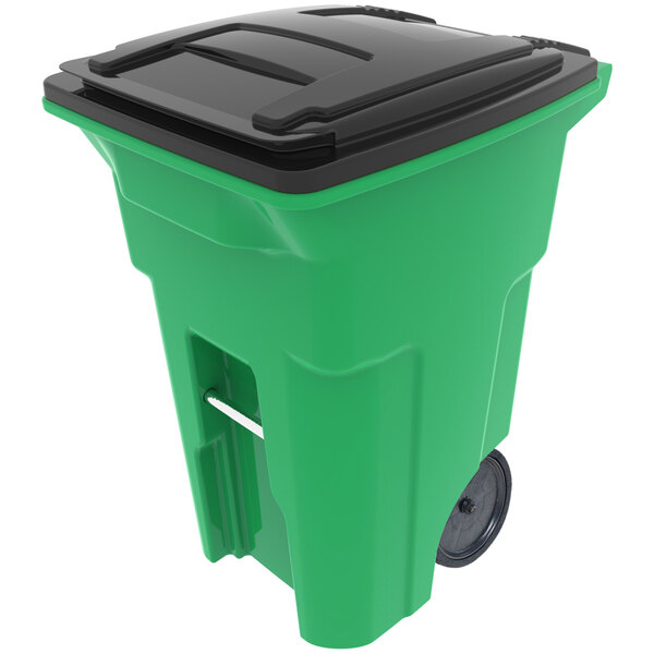 64 Gal Heavy Duty Green Trash Can With Wheels and Attached Lid by Toter for sale online 