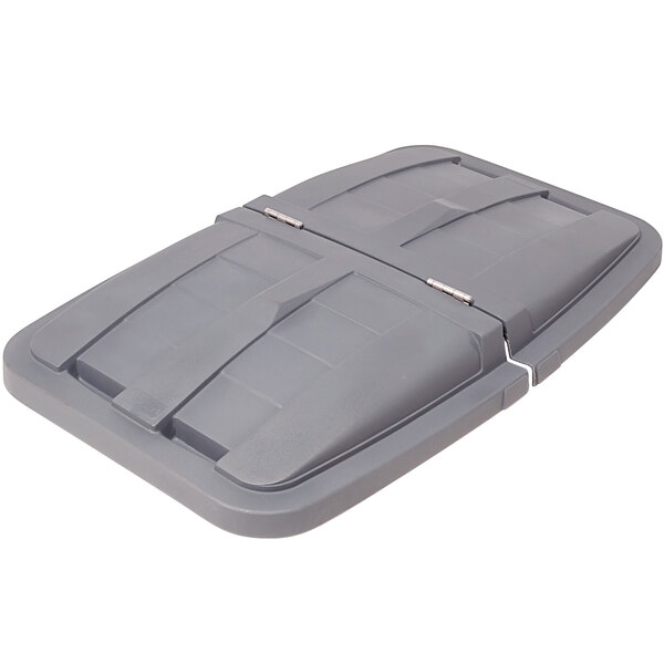 A gray plastic Toter lid with hinges.