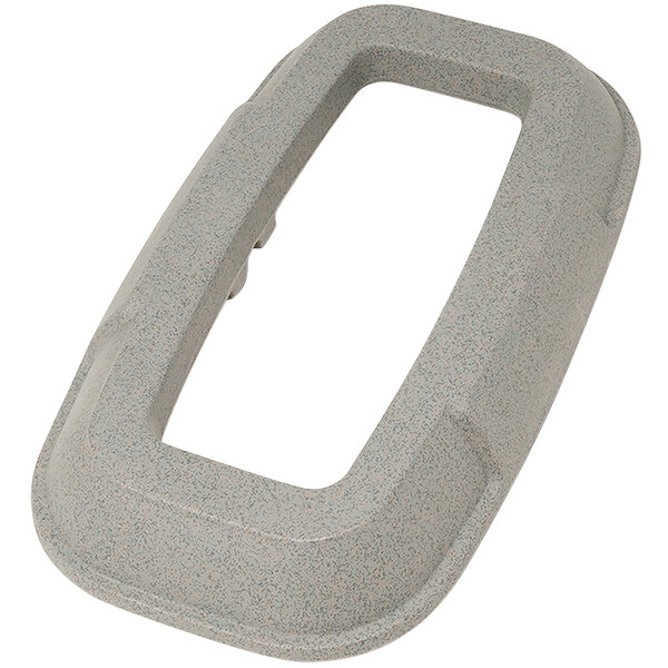 A gray plastic Toter lid with a rectangular hole in it.