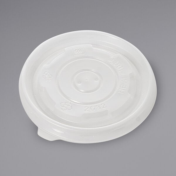 A white plastic Fineline lid with a logo on it.