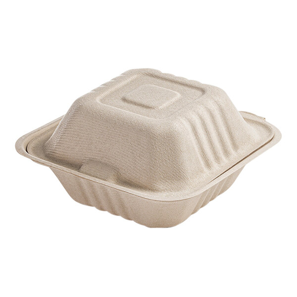 Fineline 43SH6 Conserveware 6" x 6" x 3 1/8" Bagasse Take-Out Container - 500/Case