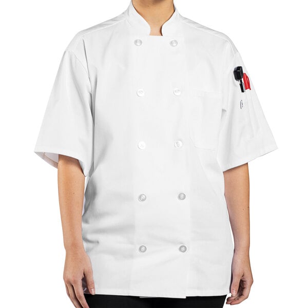Uncommon Chef South Beach 0415 Unisex White Customizable Short Sleeve Chef Coat