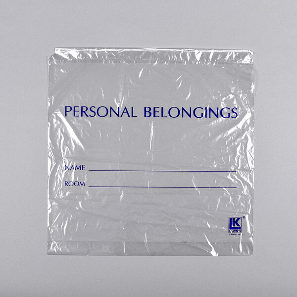 LK Packaging PB20203DSC 20" x 3" x 20" Clear Personal Belongings Bag with Cordstring Closure - 250/Case