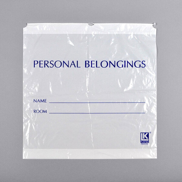 LK Packaging PB25263DW 26" x 3" x 25" Opaque White Personal Belongings Bag with Cordstring Closure   - 250/Case