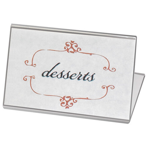 A white rectangular Cal-Mil displayette with red and black text reading "Desserts"
