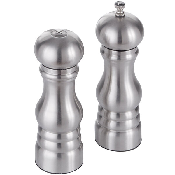 American Metalcraft PMSS62 6 Stainless Steel Salt Shaker and Pepper Mill  Set