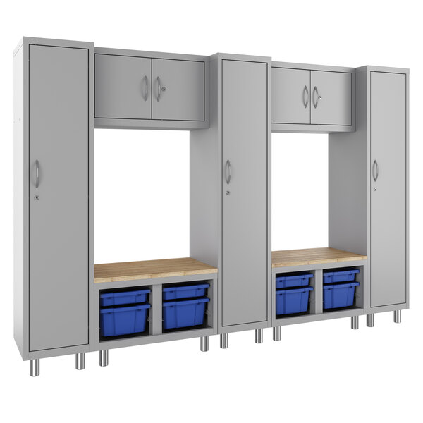 Hirsh Industries 1947469-PKG Makerspace Classroom Starter Storage System with Lockers, Cabinets, Storage Benches, and Worksurfaces
