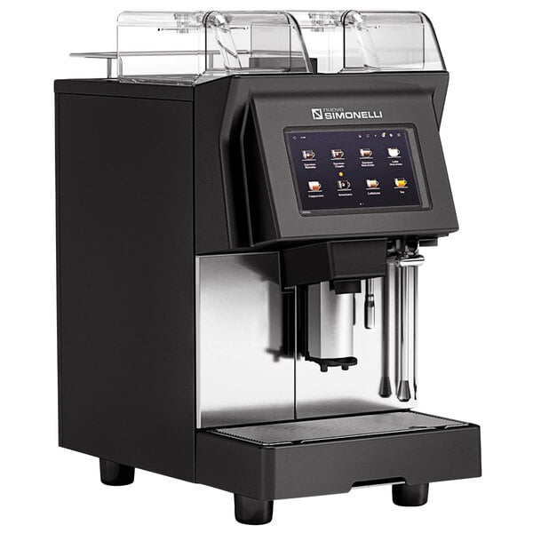 A black and silver Nuova Simonelli ProntoBar Touch espresso machine.