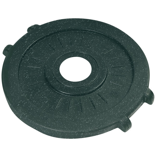 A black Toter flat lid with a round hole in the center.