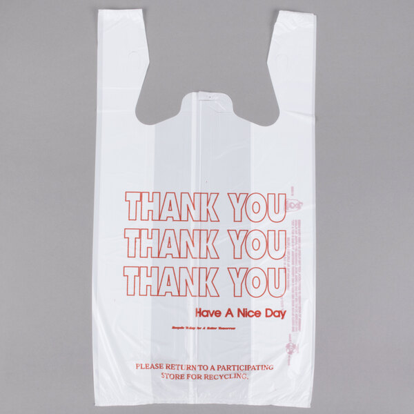Thank You Plastic T-Shirt Bags (1/6 Size, White) - 900/Case
