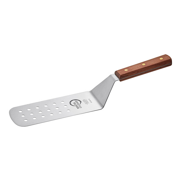 Mercer Culinary M18410 Praxis® 8" x 3" Perforated Turner with Rosewood Handle