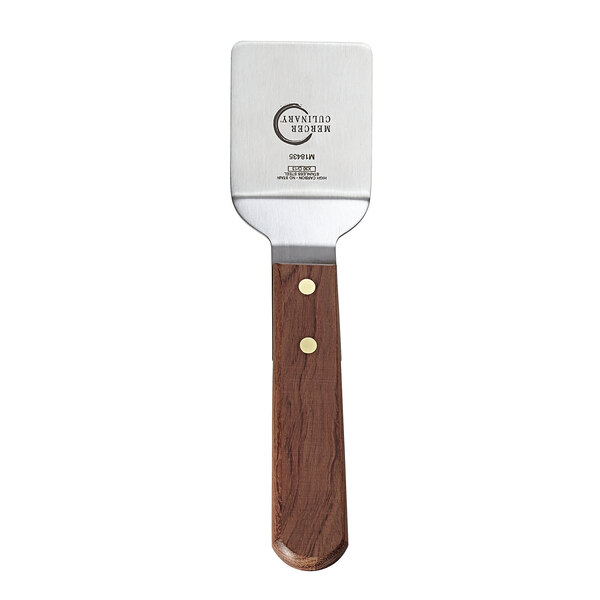 A Mercer Culinary mini turner with a rosewood handle.