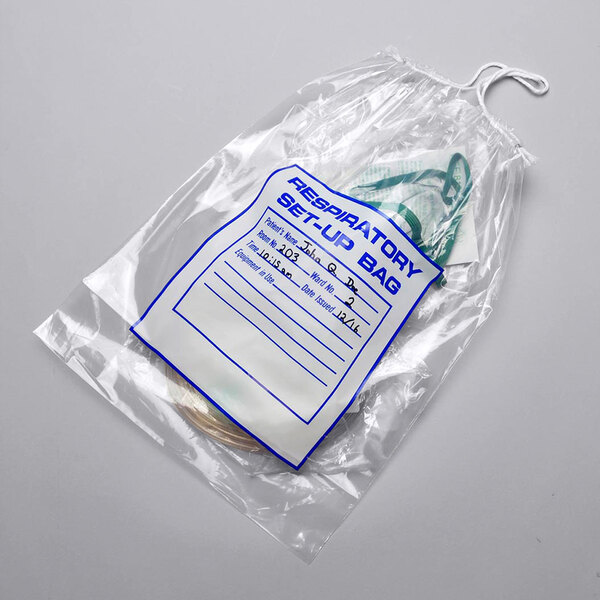LK Packaging RDS21216 12" x 16" Respiratory Patient Setup Bag with Drawstring Closure - 500/Case