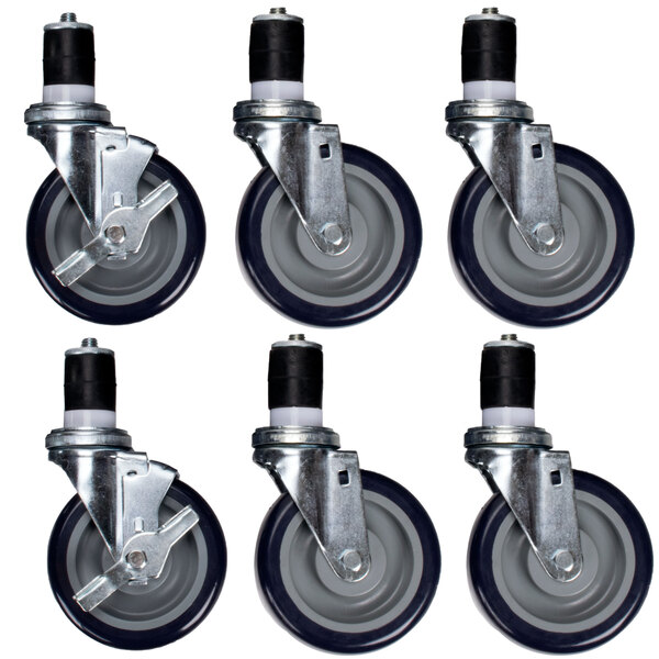 Advance Tabco TA-256 Equivalent Heavy Duty 5" Casters for Equipment Stands - 6/Set