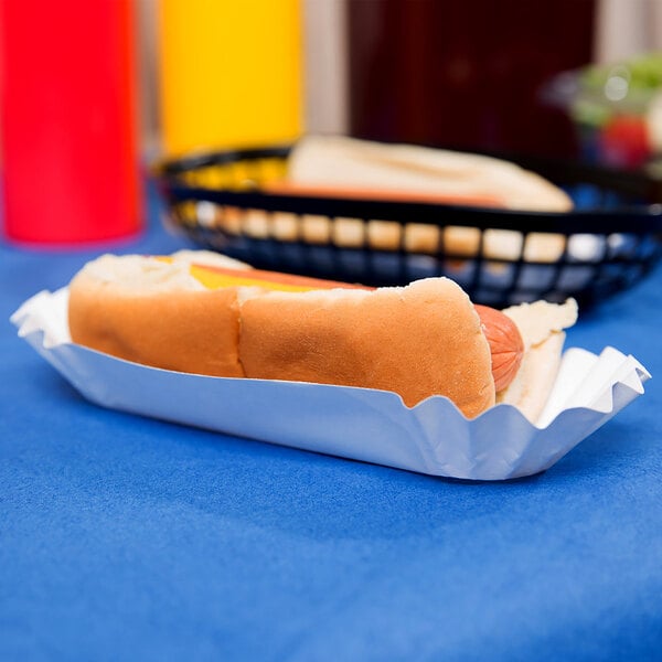 Heavy Weight 6" White Paper Fluted Hot Dog Tray - 500/Pack
