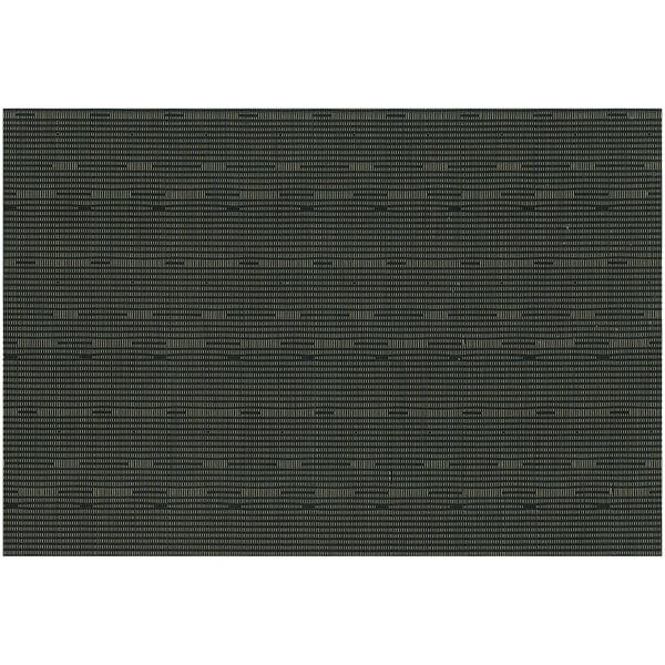 A white rectangular placemat with a black grass cloth pattern.
