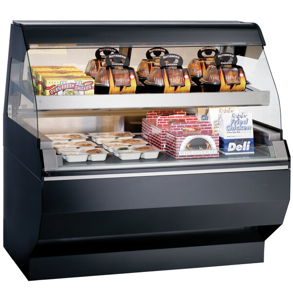 Alto-Shaam ED2SYS-48/2S BK Black Two-Tiered Heated Display Case with Curved Glass and Base - Self Service 48"