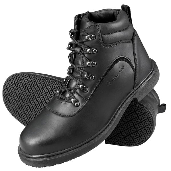 Genuine Grip 7130 Women's Black Steel Toe Non Slip Leather Boot with Zipper Lock