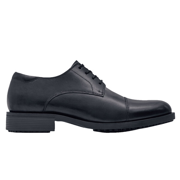 Shoes for Crews Men's Senator Slip Resistant Black Leather Cap Toe Oxford Shoes 