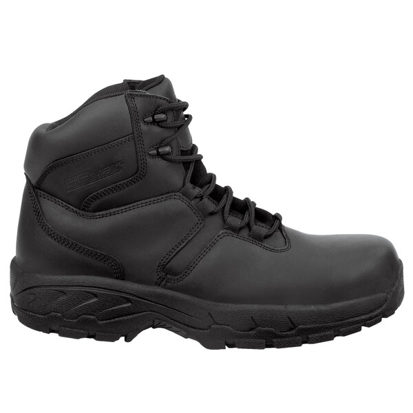 A black SR Max waterproof hiker boot for women with laces.
