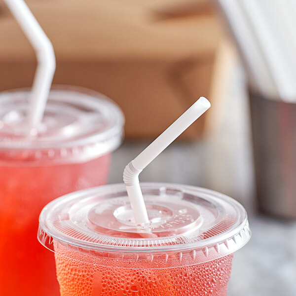 Choice 7 3/4" Jumbo White Wrapped Flex Straw 400/Box