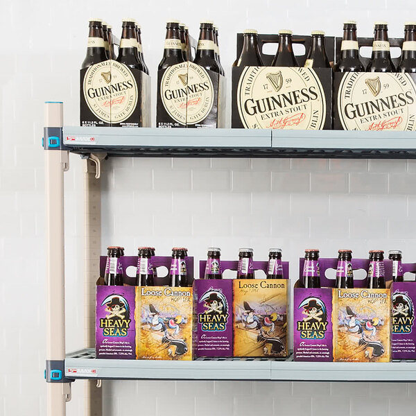 A MetroMax Q shelf holding bottles of beer.
