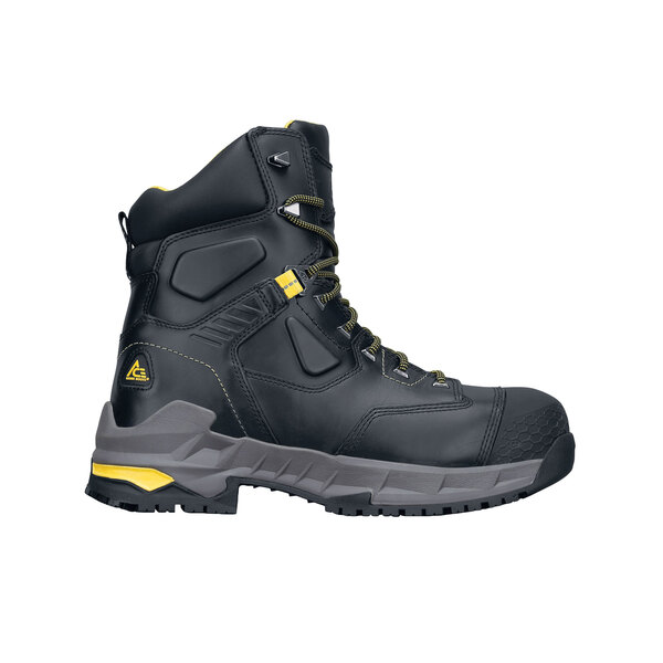 A black and yellow ACE Redrock work boot with a composite toe.