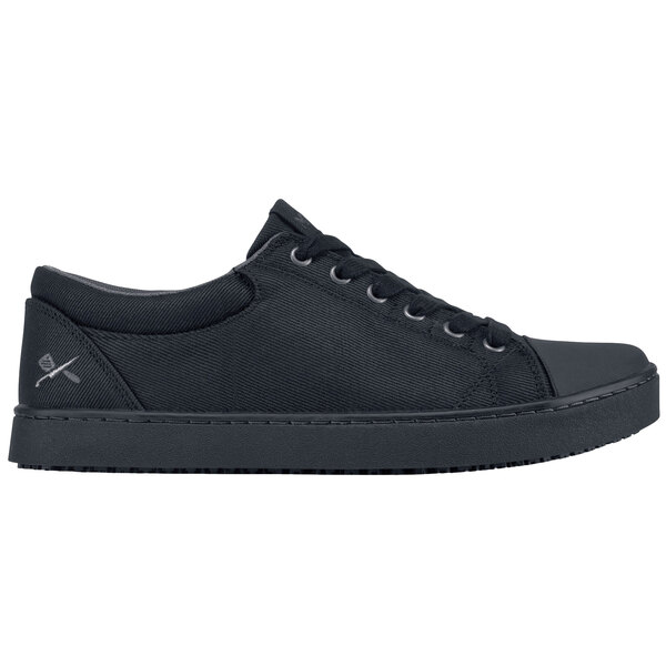 A black MOZO men's sneaker with laces and a rubber sole.