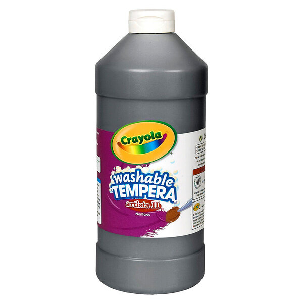 A bottle of Crayola Washable Tempera Paint with a white cap.