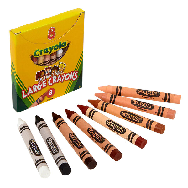 Crayola 52080W 8Count Large Assorted Multicultural Crayon Tuck Box