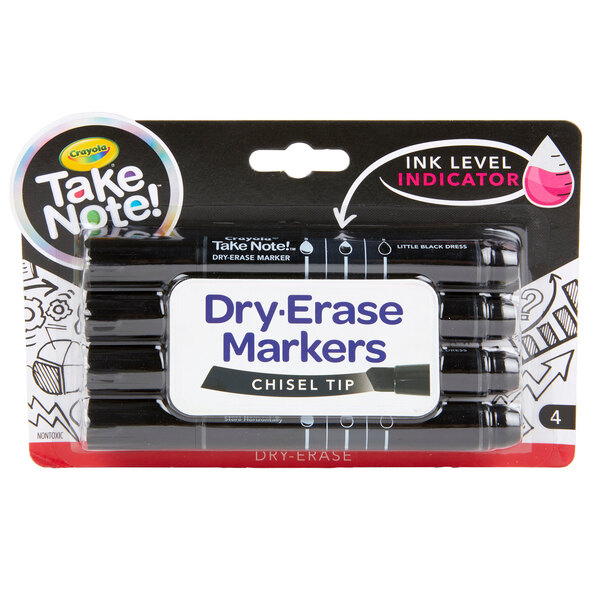 Crayola 586542 Take Note 4Count Black Chisel Tip Dry Erase Markers