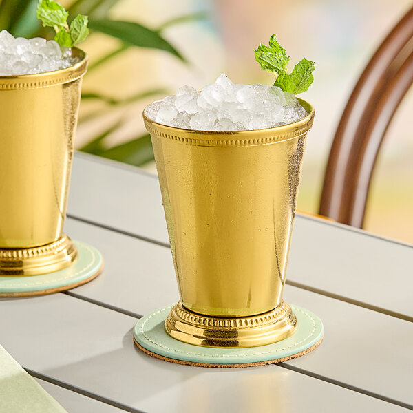 Barfly® M37032GD 12 oz. Gold-Plated Mint Julep Cup with Beaded Trim
