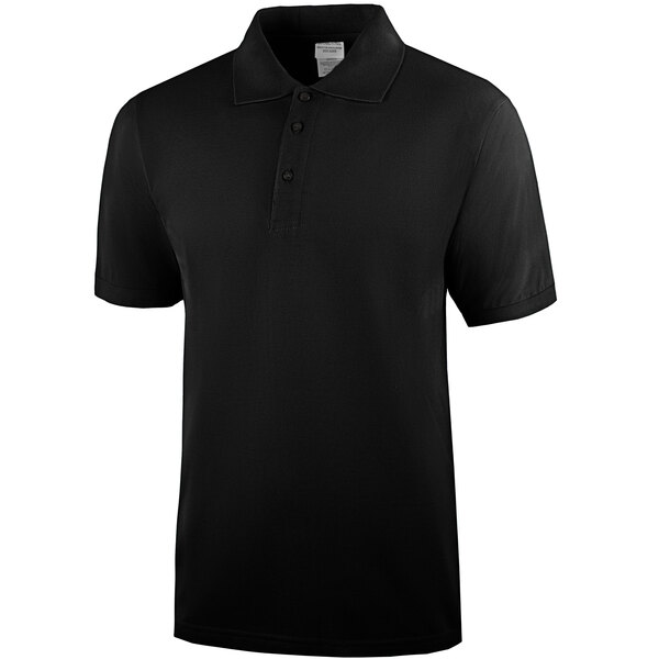 A Henry Segal black polo shirt with a white collar.