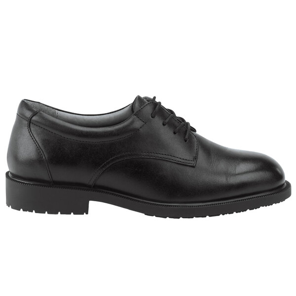 A black leather SR Max Arlington oxford dress shoe with laces.